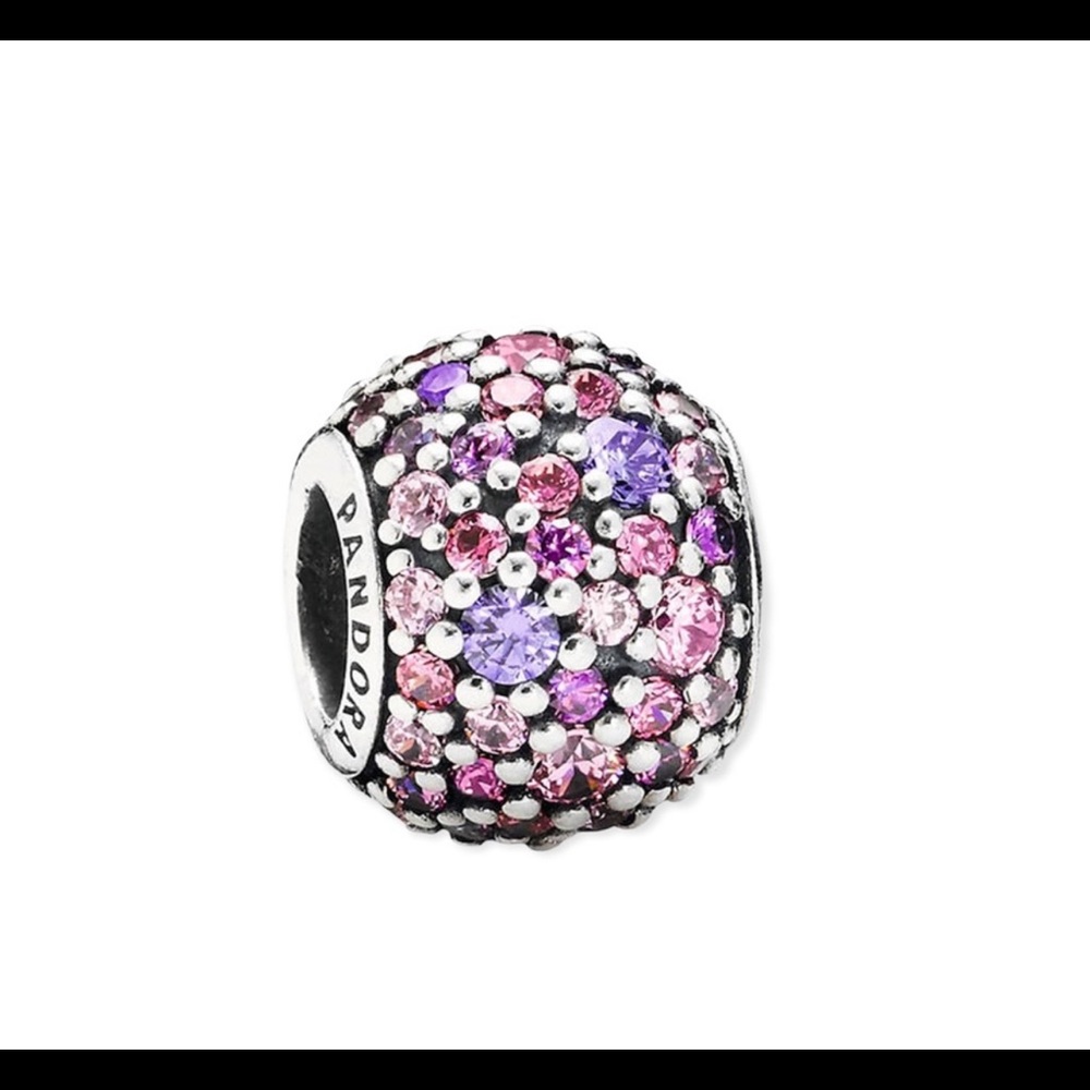 Set of 2 Authentic Pandora Multi color pave charm pink/purple 925 Ale
